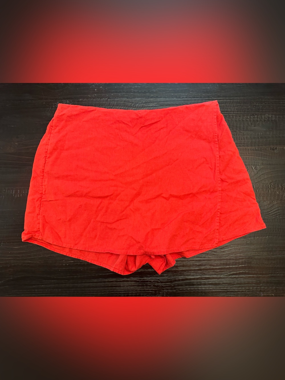 Cherry Red Women's Casual High-Waist Linen Skorts